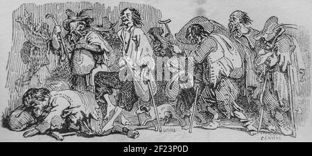 les mendiants, les français peints par eux-memes,eiteur n.j. philippart 1861 Stock Photo