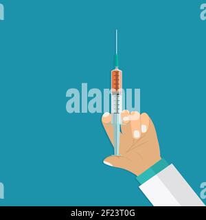 Hand holding Medical syringe Stock Vector Image & Art - Alamy