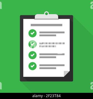 Clipboard with a checklist, successfully completed tasks. Check success. Vector illustration EPS 10 Stock Vector