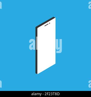 Smartphone 3d vector isometric illustration in flat style on blue background. EPS 10 Stock Vector