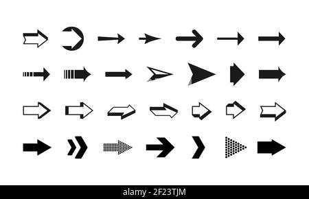 Arrows set with different style isolated on white background. Vector EPS 10 Stock Vector