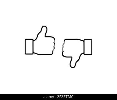 Thumb up and thumb down sign. Yes and No or Positive and Negative symbol in linear style isolated in white background. Vector EPS 10 Stock Vector