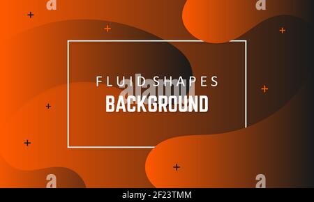 Fluid liquid shapes background. Dynamic background with fluid shapes modern concept vector illustration in dark orange colors. EPS 10 Stock Vector