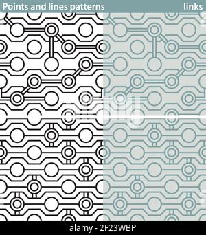 Four seamless patterns made with dots and lines. Stock Vector