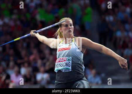 Christin Hussong (GER) win the Gold Medal in Javelin Throw Women during the European Championships 2018, at Olympic Stadium in Berlin, Germany, Day 4, on August 10, 2018 - Photo Photo Julien Crosnier / KMSP / DPPI Stock Photo