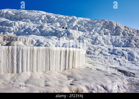 Natural travertine pools in Pamukkale. Stock Photo