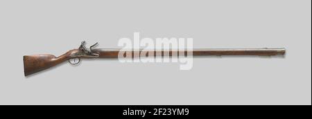 Flintlock Wall Piece.WALBUS with flint slot model 1844, kill. Length approx. 180 cm with drawn loop, flint slot, caliber 20.4 mm. Condition is good, unusable. Stock Photo