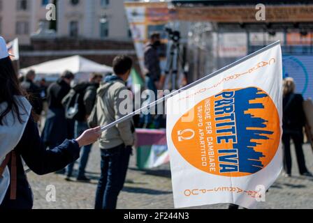 Rome, Itallia. 10th Mar, 2021. Rome 10 March, The people of the VAT numbers take to the streets in Rome: 'Enough promises' Credit: Independent Photo Agency/Alamy Live News Stock Photo