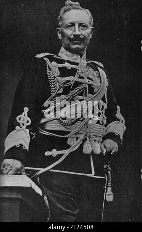 A vintage photo of the German Kaiser Wilhelm II in military dress uniform circa 1917 Stock Photo