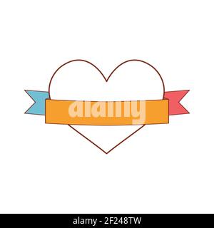 No heart ribbon, badges, icons on a white background. Vector illustration. Stock Vector
