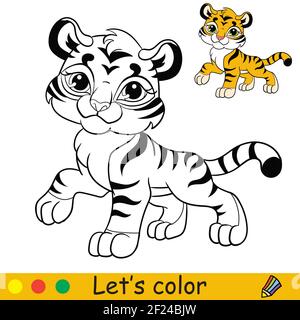 Vector Illustration Cartoon Baby Tiger Isolated White Background Stock  Vector by ©tigatelu 249470720