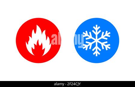 Symbol of warmth and cold. Heat and cold sign. Freezing and fire icon. Vector EPS 10 Stock Vector