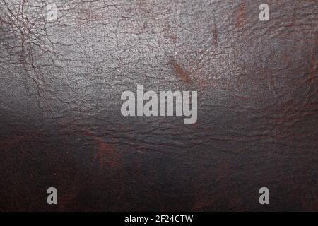 Dark Brown Leather Texture Closeup Background Stock Photo