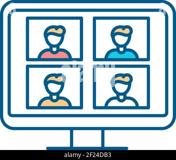 Virtual classroom RGB color icon Stock Vector