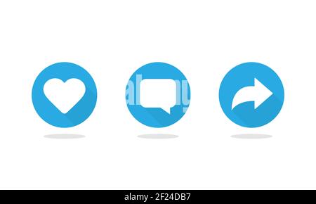 Like comment and share signs symbols. Social networks icons isolated on white background. Vector EPS 10 Stock Vector
