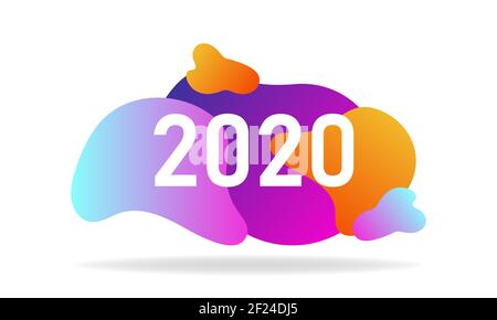 Colorful banner Happy New Year 2020 abstract liquid shape. Vector illustration EPS 10 Stock Vector