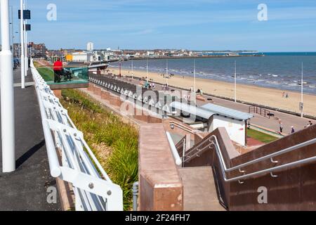 The promenade, beach and sea front at Bridlington in East Yorkshire Stock Photo