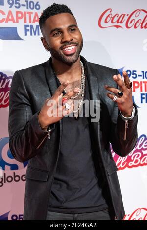 London, United Kingdom. 9th December 2018. Jason Derulo during day two of Capital's Jingle Bell Ball 2018 with Coca-Cola at the O2 Arena, London Stock Photo