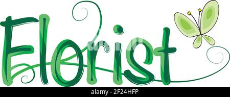 florist with butterfly design icon sign logo Stock Vector