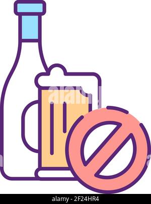 No alcohol sign RGB color icon Stock Vector