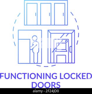 Functioning locked door concept icon Stock Vector