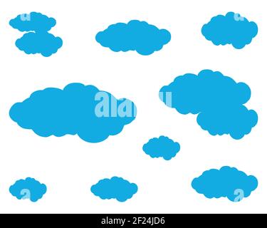 Clouds icons set in trendy flat style isolated on white background. Cloud symbol for your website design, logo, app, ui. EPS10 vector illustration. Stock Vector