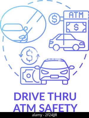 Drive thru ATM safety concept icon Stock Vector