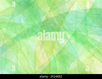 Watercolor green and yellow smears abstract background. Springtime hand painted illustration Stock Photo