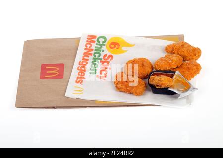 McDonald's Spicy Chicken McNuggets with Hot Dipping Sauce on wrapper ...