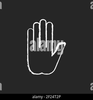Stop gesture chalk white icon on black background Stock Vector