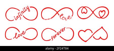 Infinity symbols with words love, infinity, forever Stock Vector