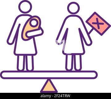 Abortion controversy RGB color icon Stock Vector