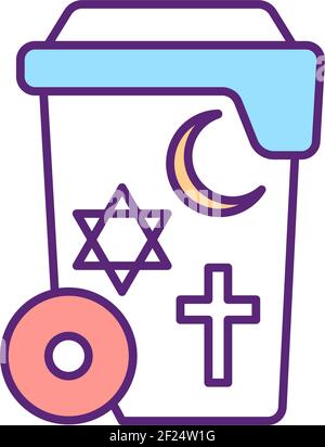 Global religions RGB color icon Stock Vector