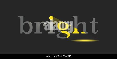Yellow light logo with word bright Stock Vector