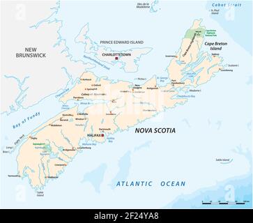 Vector map of the Canadian province of Nova Scotia Stock Vector