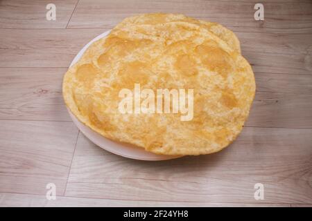 Traditional North Indian fastfood called Bhaatura or Bhature preferred in all meals breakfast, lunch and dinner. Stock Photo