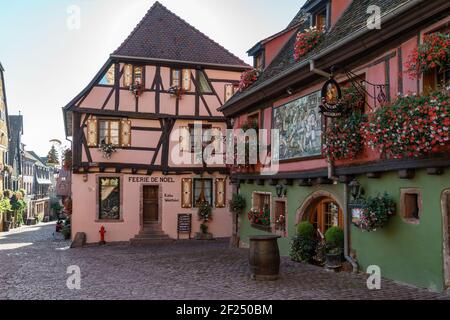 Architecture of Riquewihr in Haut-Rhin Alsace Stock Photo