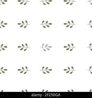 Simple seamless pattern with minimalist hand drawn leaves. Stock Vector