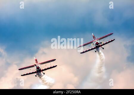 Team Guinot Wingwalkers Aerial Display at Biggin Hill Airshow Stock Photo