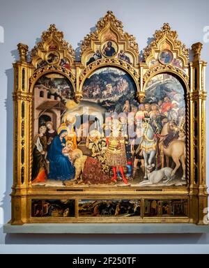 FLORENCE, TUSCANY/ITALY - OCTOBER 19 : Adoration of the Magi by Gentile da Fabriano in the Uffizi gallery in Florence on October Stock Photo