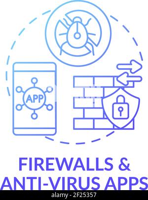 Firewall and anti-virus apps concept icon Stock Vector