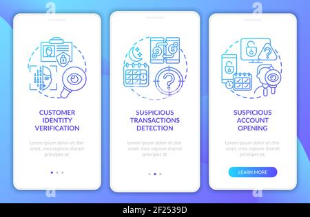 Banking security measures onboarding mobile app page screen with concepts Stock Vector