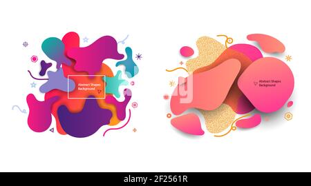 Abstract shape design. Organic vector banner element. Liquid graphic background design, geometric logo with wave fluid gradient. Modern color curvy sp Stock Vector