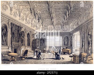 A lithotint of Audley End, Essex UK scanned at high resolution from a book printed in 1858. The artist J D Harding died in 1863. Stock Photo