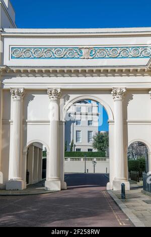 Arch and columns Chester Terrace Regents Park London England Stock Photo