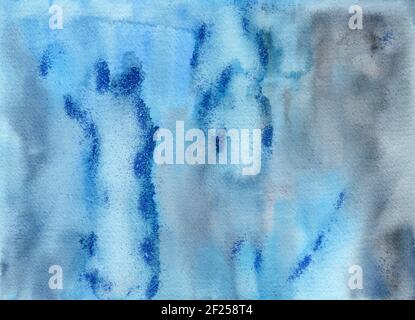Watercolor blue and gray texture with glitter on paper background. Hand painted illustration Stock Photo