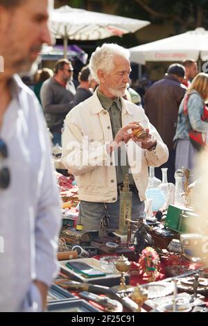 People at Seville's oldest street market, Mercadillo de los Jueves, Thursday market, , Seville, Andalusia, Spain Stock Photo