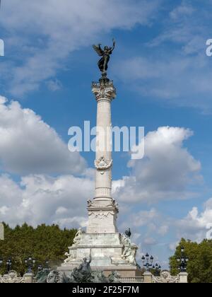 Column with a Statue of Liberty Breaking Her Chains on Top of the Monument to the Girondins Stock Photo