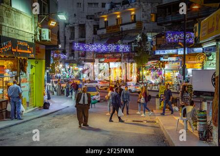 Night life at Souk market in Amman, Jordan Stock Photo