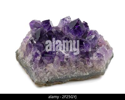 violet amethyst crystal isolated on white background Stock Photo